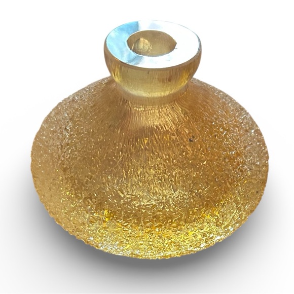 Vintage Czech Art Glass Golden Crystal & Amber Empty Perfume Bottle Murano Style - Picture 6 of 11